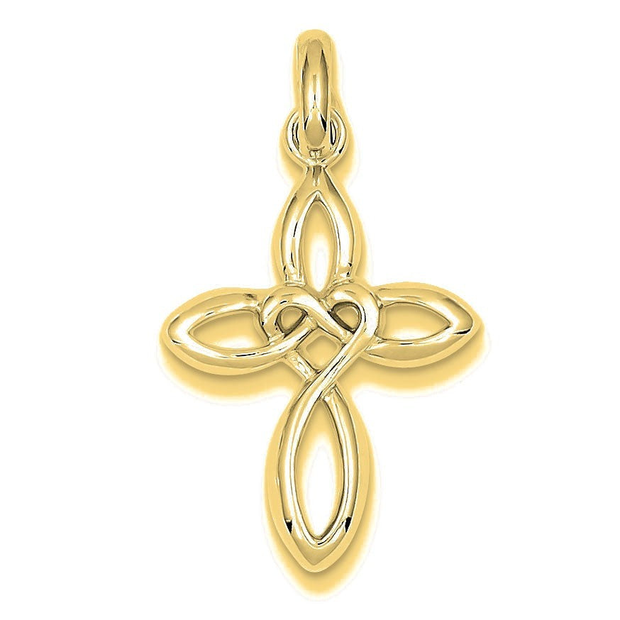 Rhodium Plated Cross Pendant - Gold