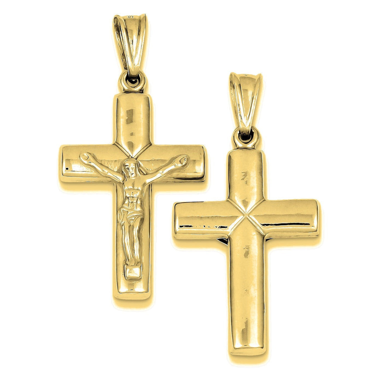 Rhodium-plated Hollow Crucifix Pendant - Gold