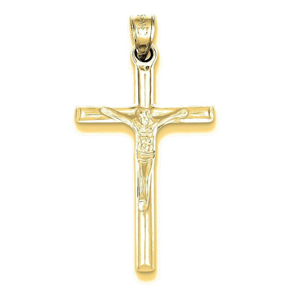 Rhodium-plated Polished Crucifix Pendant - Gold