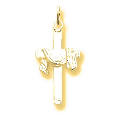Satin D/C Draped Cross Charm - Gold