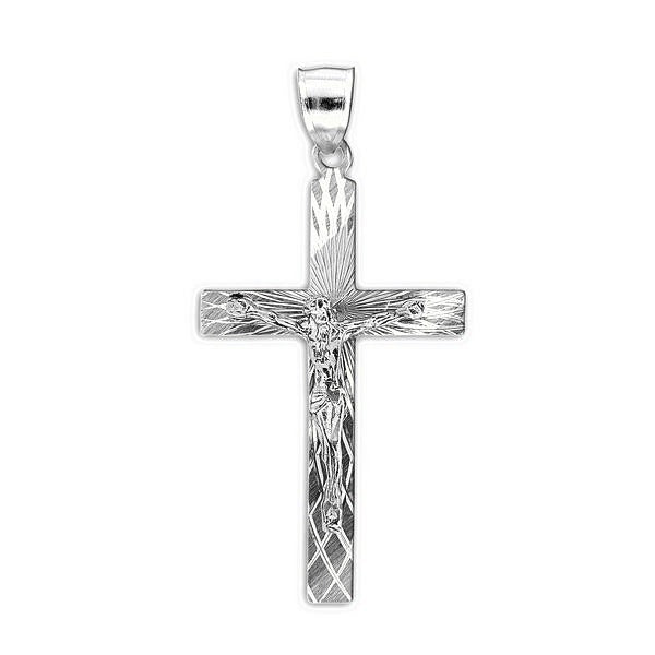 Tri-color Crucifix Cross Pendant - Silver/Stainless
