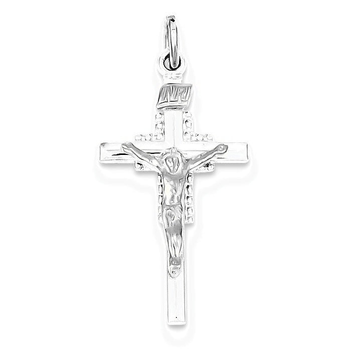Vermeil INRI Crucifix Charm - Silver/Stainless