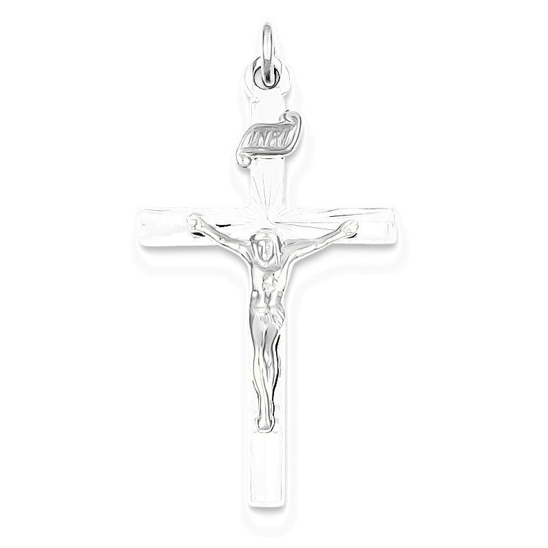 Vermeil INRI Crucifix Charm - Silver/Stainless