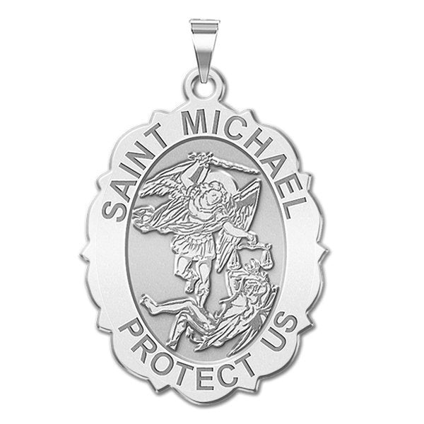 Saint Michael Scalloped OVAL Medal