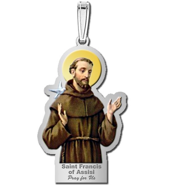 Saint Francis of Assisi Outlined Medal "Color"