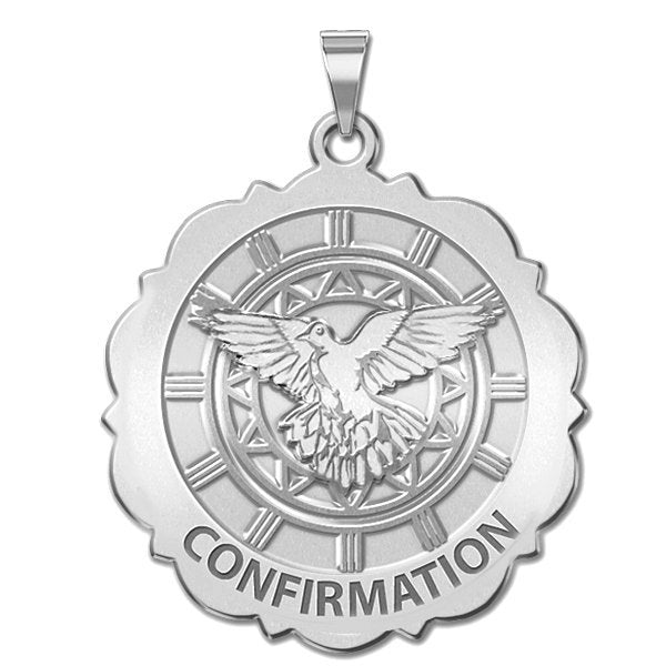 Confirmation Scalloped Round Medal - Holy Spirit Medal