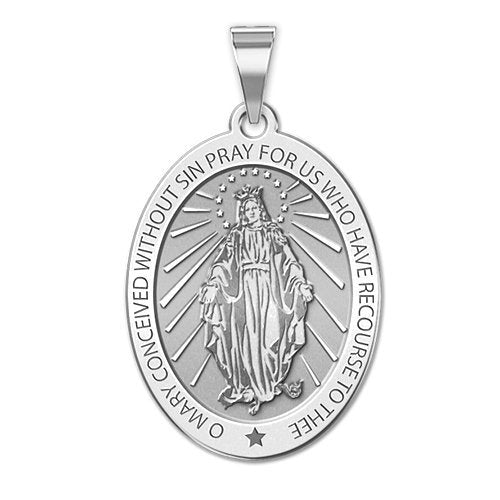 Miraculous Medal Oval Pendant