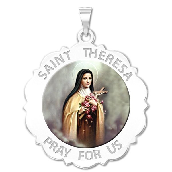 Saint Theresa Scalloped Round Medal "Color"