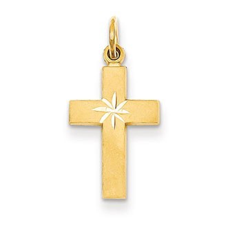 14k Small Diamond-cut Cross Pendant