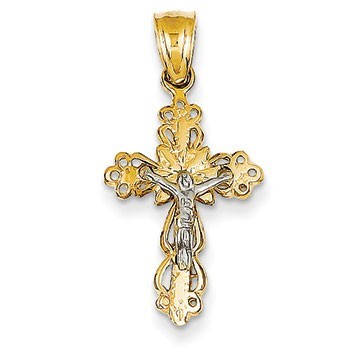 14k Two-tone Crucifix Charm