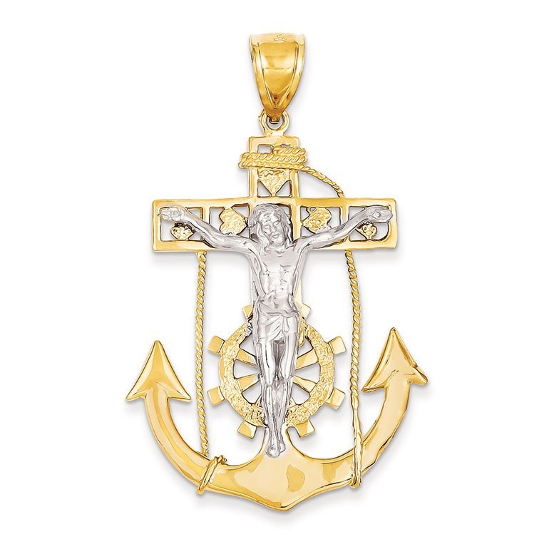 14k Two-tone Mariner's Crucifix Pendant