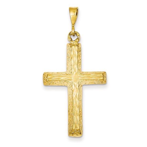 14k Diamond-cut Cross Charm