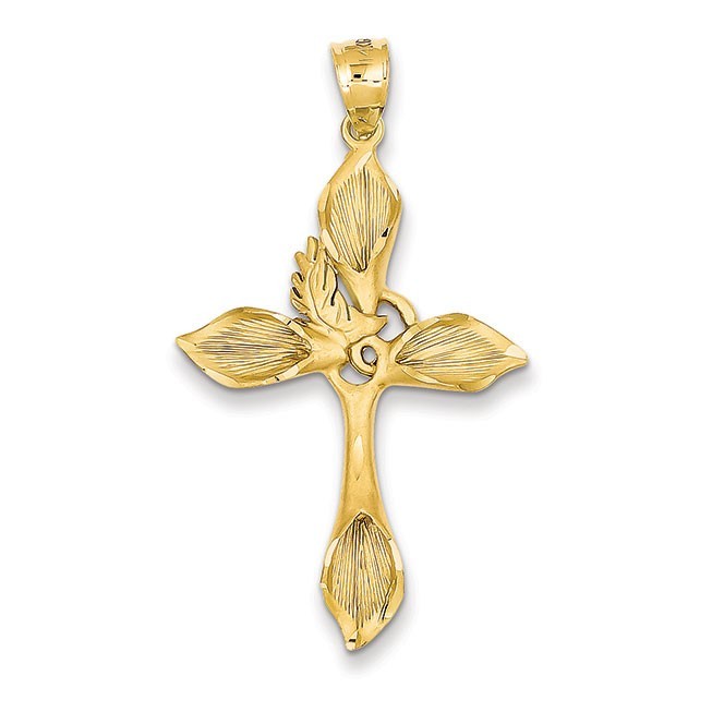 14k Satin Passion Cross Pendant