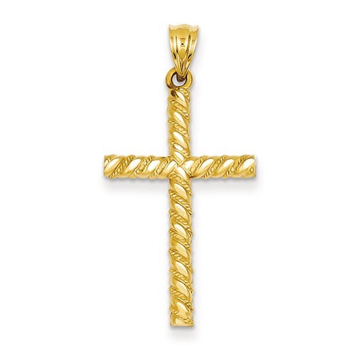 14k Satin & Diamond -Cut Cross Pendant