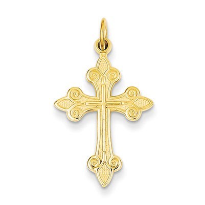 14k Fleur De Lis Cross Pendant