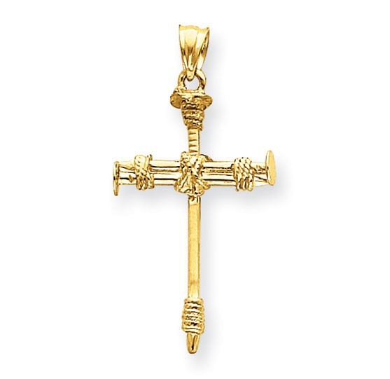 14k Polished Nail Cross Pendant
