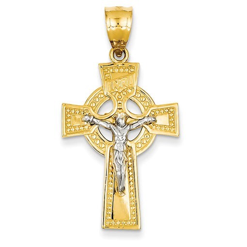 14k INRI Celtic Crucifix Pendant