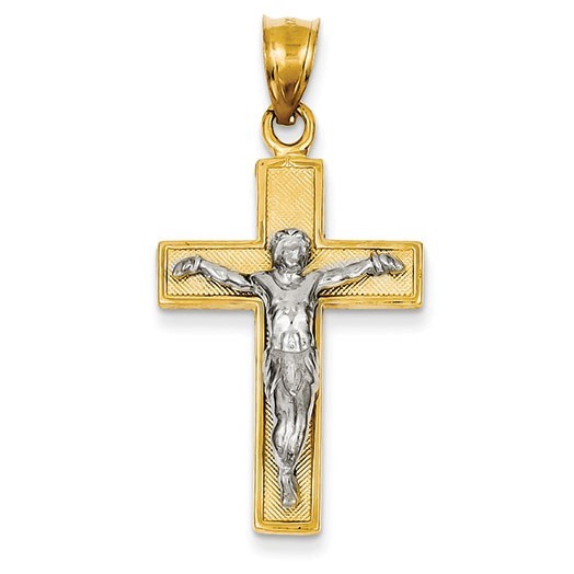 14k Two-tone Crucifix Pendant