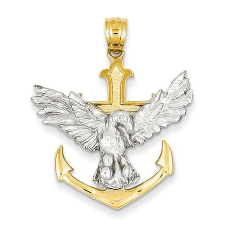 14k Two-tone Mariners Cross w/Eagle Pendant