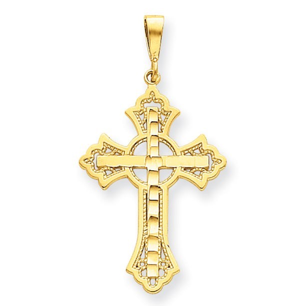 14k Diamond-cut Celtic Cross Pendant