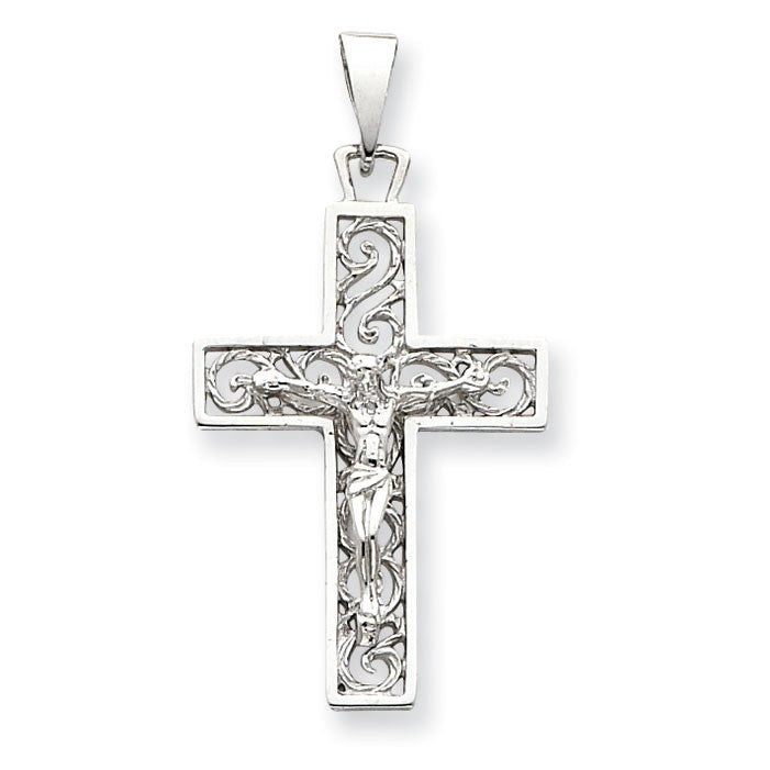 14k White Gold Crucifix Pendant