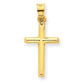 14k Polished Hollow Cross Pendant