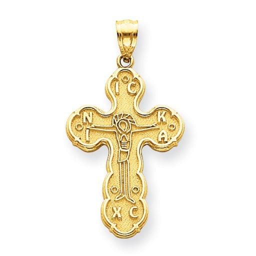 14k Satin Crucifix Pendant