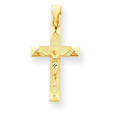 14k Diamond-cut Crucifix Pendant
