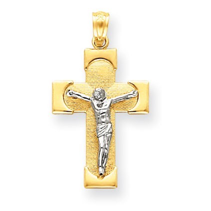 14k Two-tone Crucifix Pendant