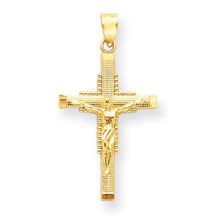 14k Textured Crucifix Pendant