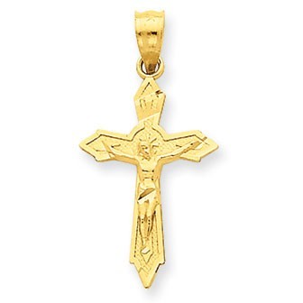 14k Satin & Diamond-cut Crucifix Charm