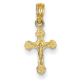 14k Diamond-cut Crucifix Pendant