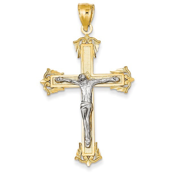 14k Two-tone Crucifix Pendant