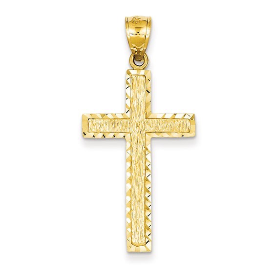 14K Diamond-cut Cross Pendant