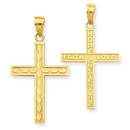 14K Reversible Cross Pendant