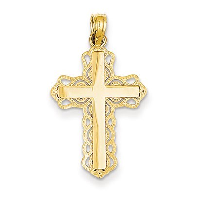 14K Lace Trim Cross Pendant