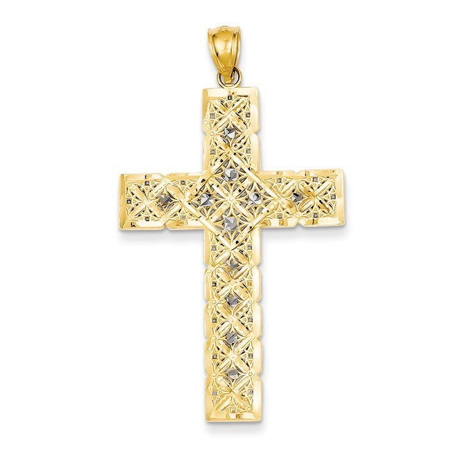 14K w/Rhodium Latin Cross Pendant
