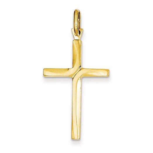14K Satin Finish Accent Stick Cross Pendant