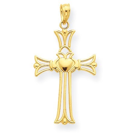 14K Claddagh Cross Pendant