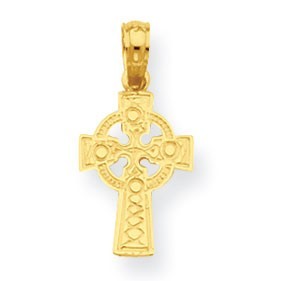 14K Celtic Cross w/Eternity Circle Pendant