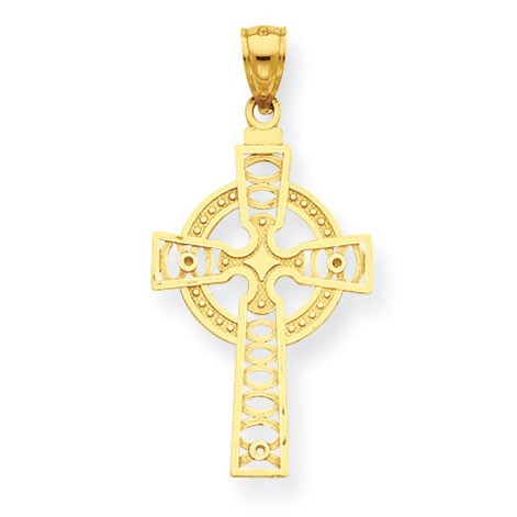 14K Celtic Cross w/Eternity Circle Pendant