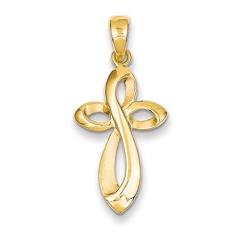 14K Polished w/Satin Figure 8 Cross Pendant