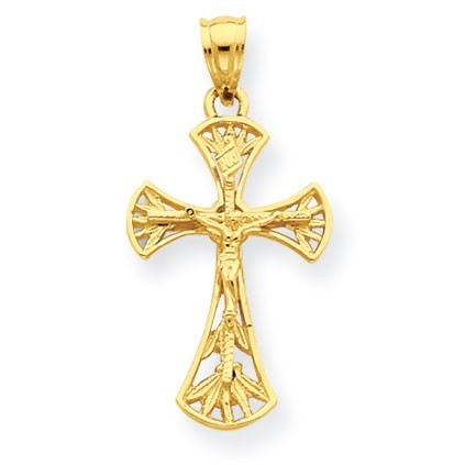 14K Cut-out Tipped Crucifix Pendant