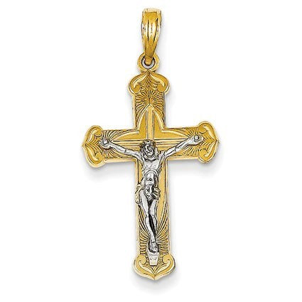 14K Two-tone Crucifix Pendant