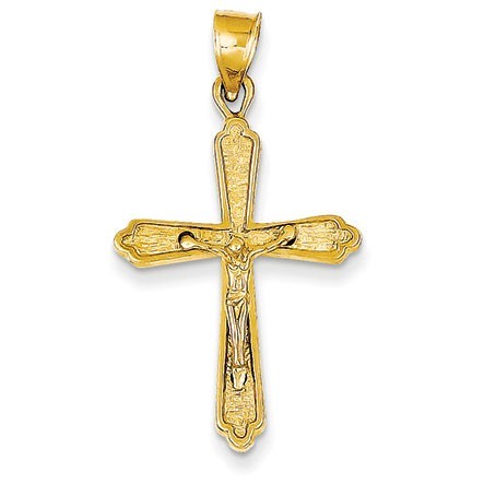 14K Textured Crucifix Pendant