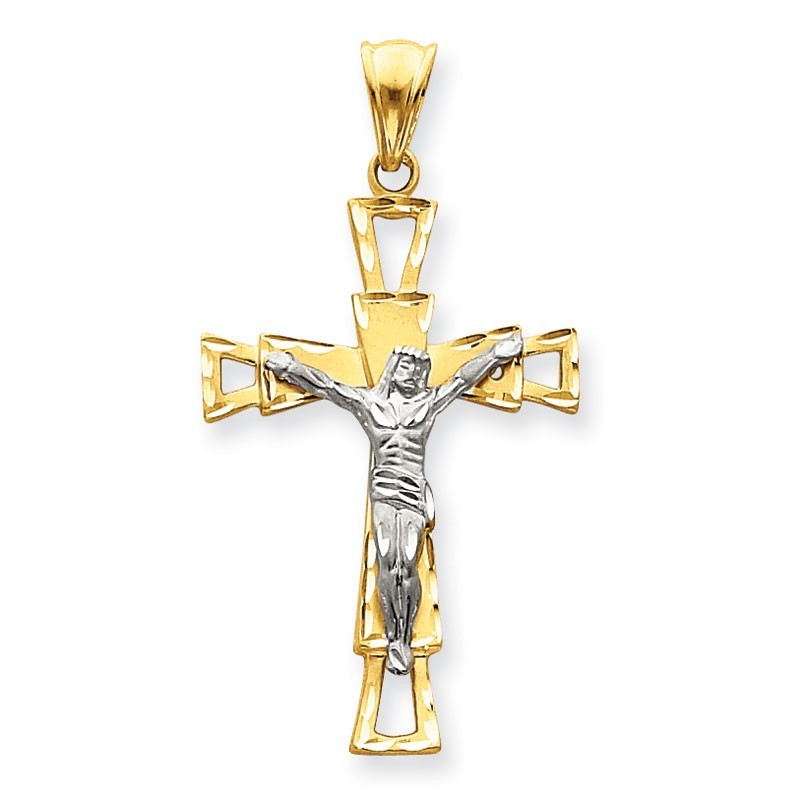 14k Two-tone Crucifix Pendant