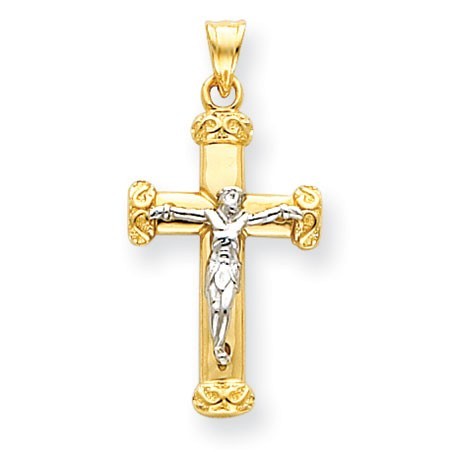 14k Two-tone Crucifix Pendant