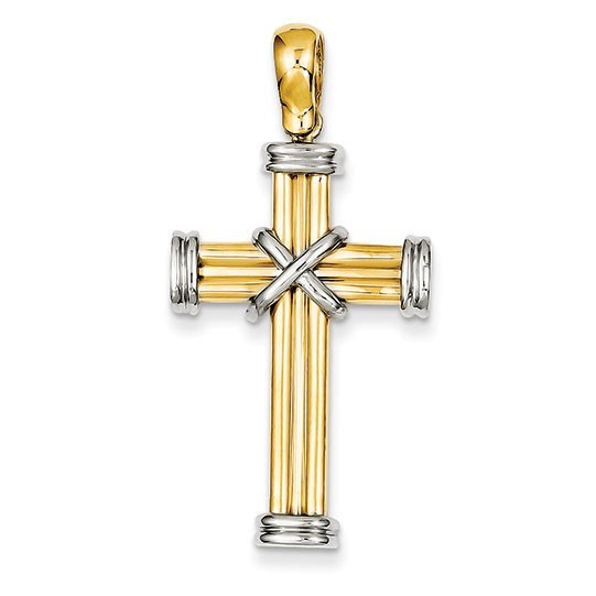 14k Two-tone Latin Cross Pendant