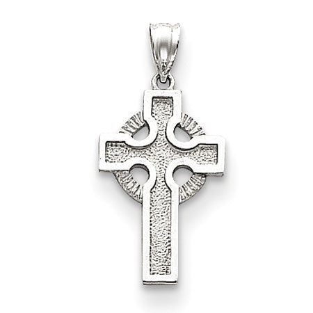 14k White Gold Celtic Cross Pendant