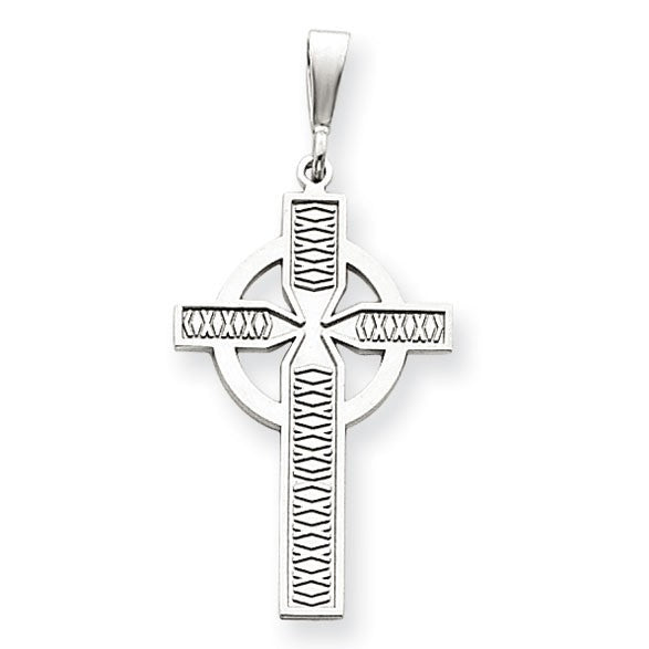 14k White Gold Celtic Cross Charm
